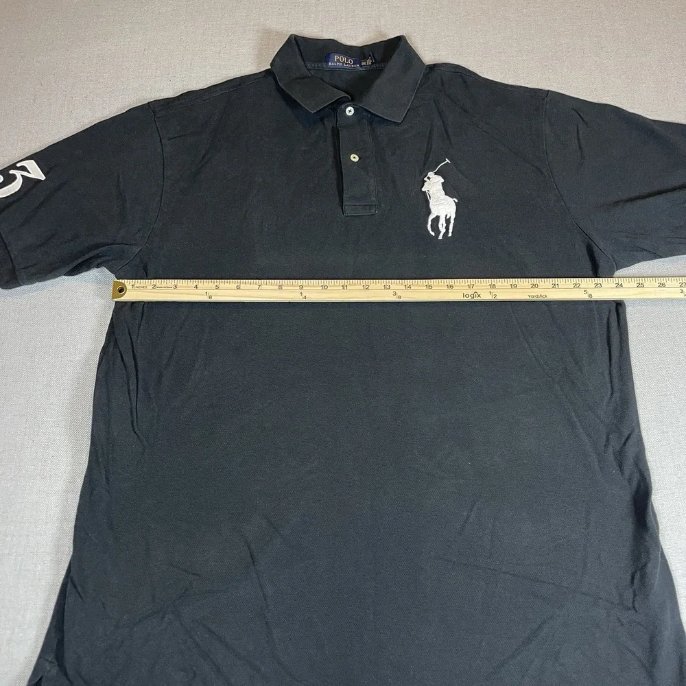 POLO Ralph Lauren Polo Shirt Men's 2XLT Black Big Pony #3 Sleeve‎ Classic Fit